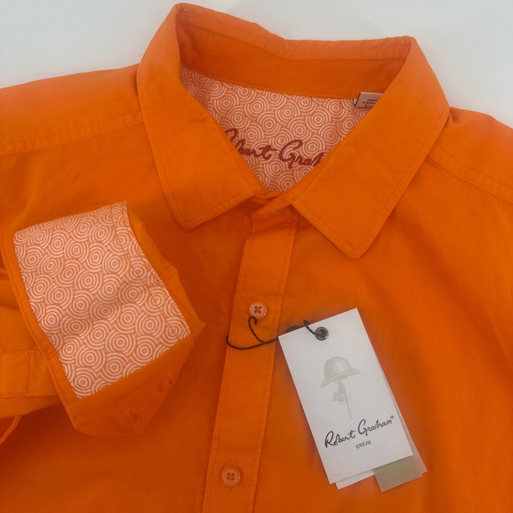 Robert Graham Seaworthy Button Down Shirt Mens XL Orange Classic Fit RS221051CF - Picture 2 of 16